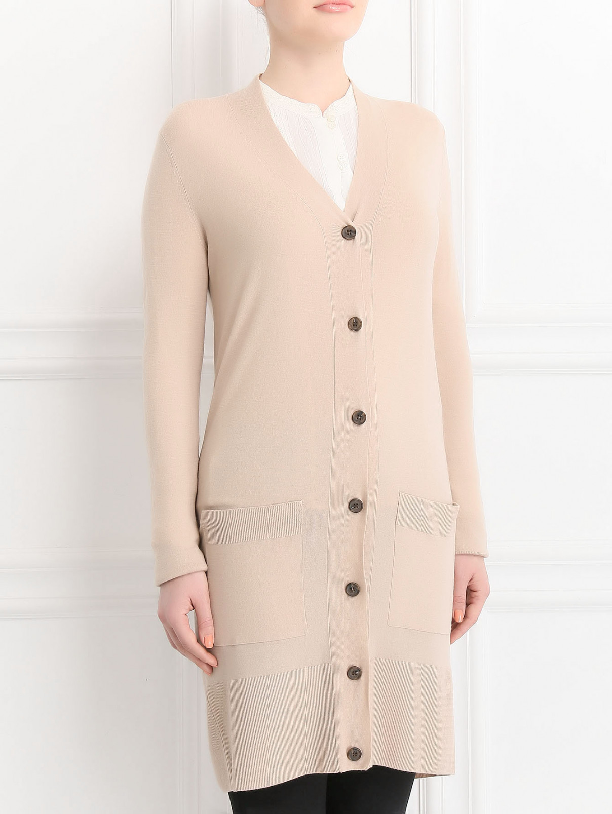 Кардиган из шерсти Jil Sander Navy  –  Модель Верх-Низ  – Цвет:  Бежевый