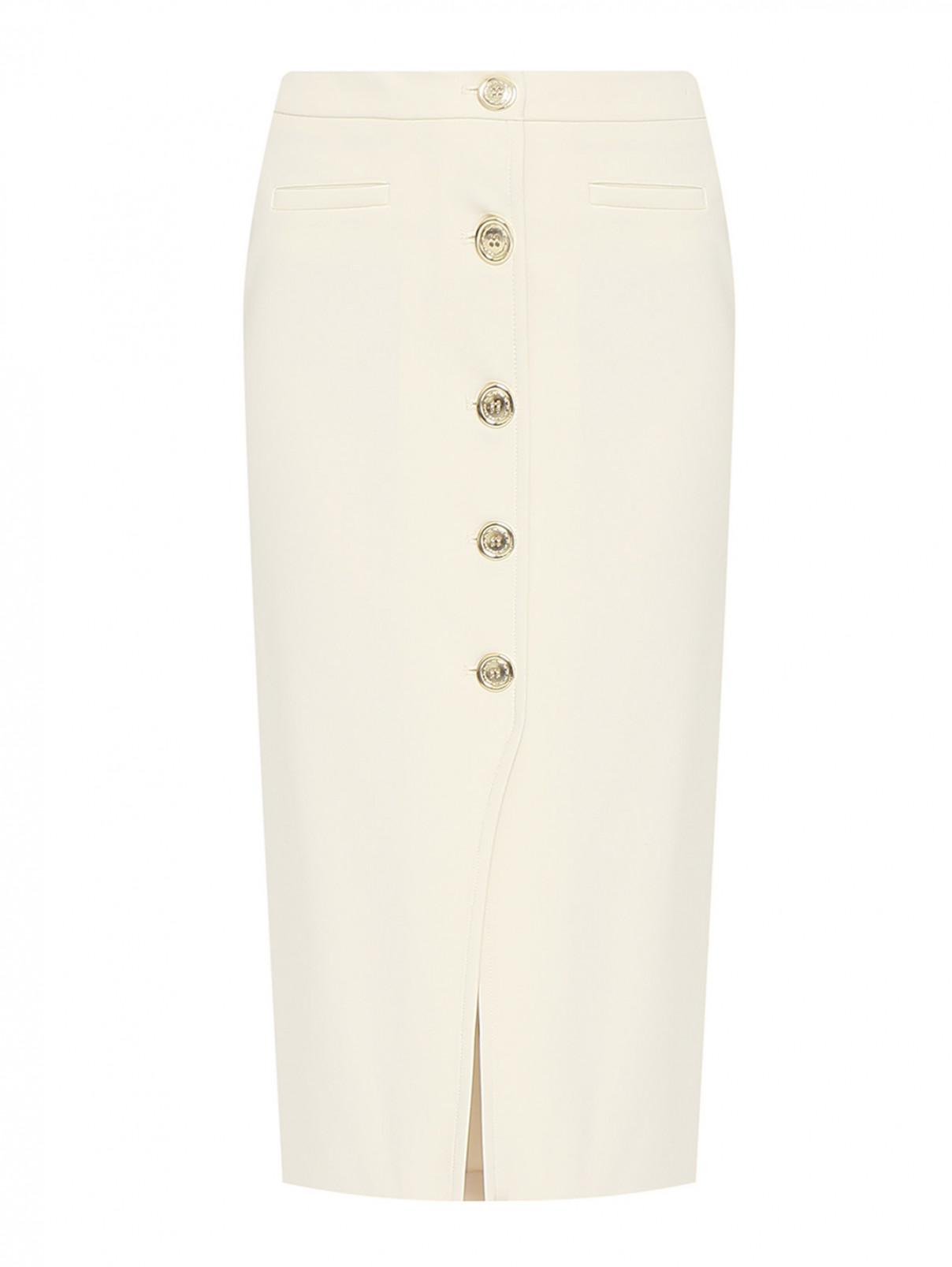 Трикотажная юбка с разрезом PINKO  –  Общий вид  – Цвет:  Белый