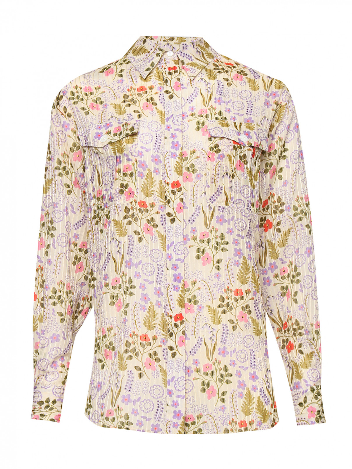 Рубашка из хлопка и шелка с цветочным узором Paul&Joe  –  Общий вид  – Цвет:  Узор