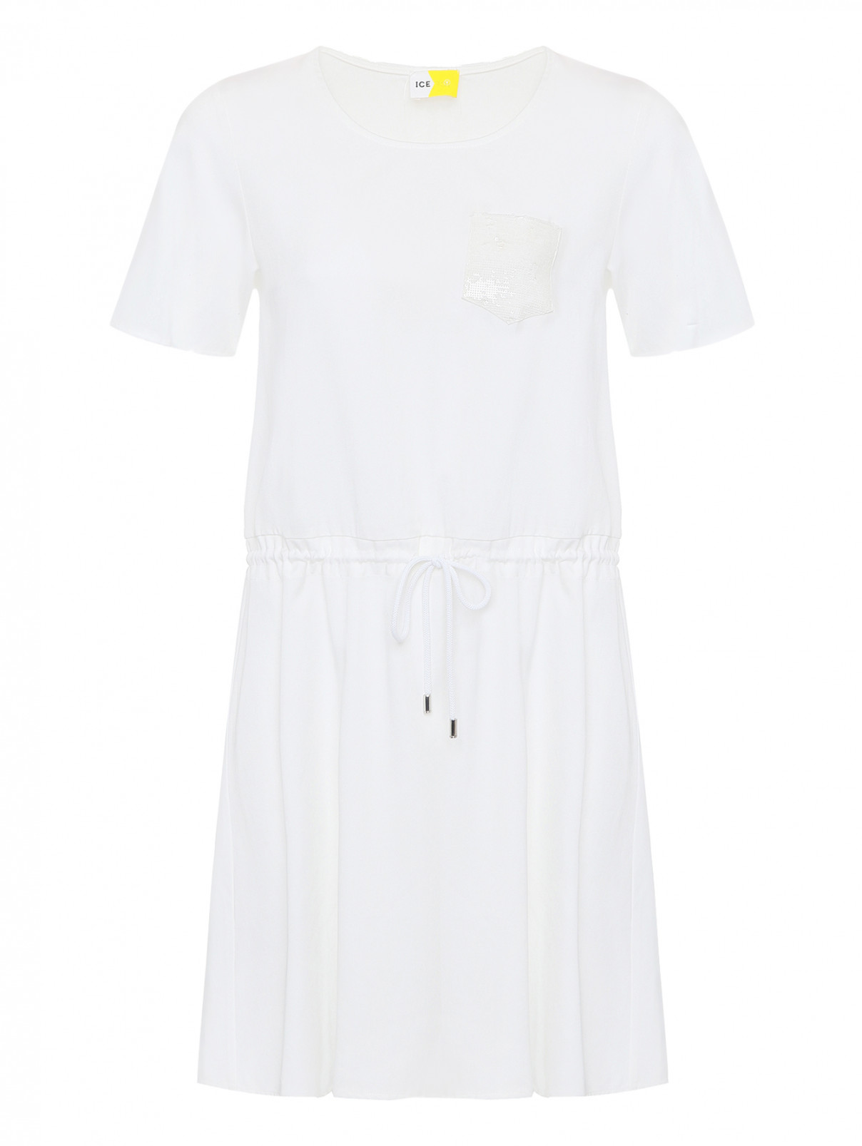 Платье с пайетками на завязках Ice Play  –  Общий вид  – Цвет:  Белый