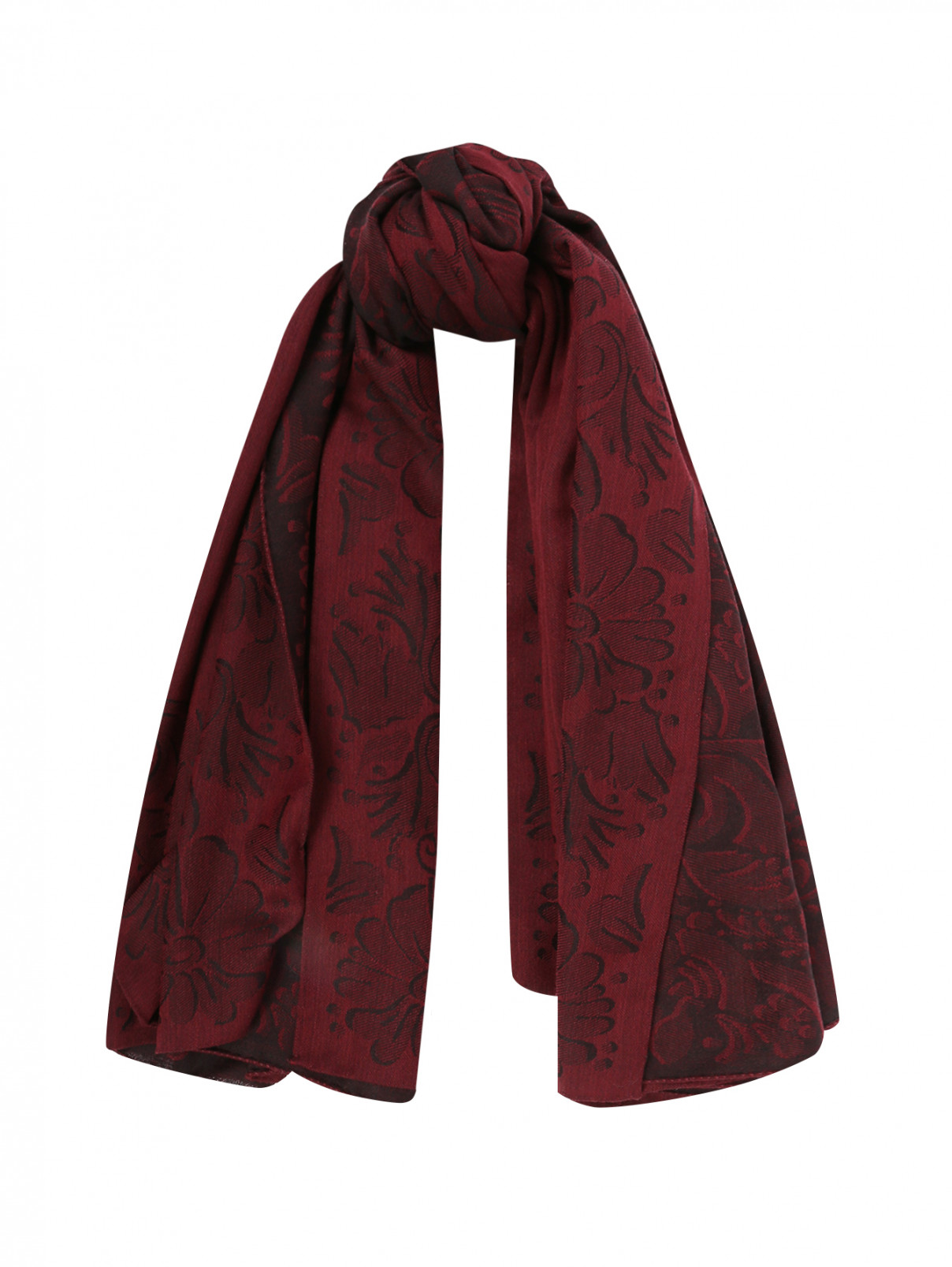 Шарф из шерсти  и шелка с узором G.Pasini  –  Общий вид  – Цвет:  Красный