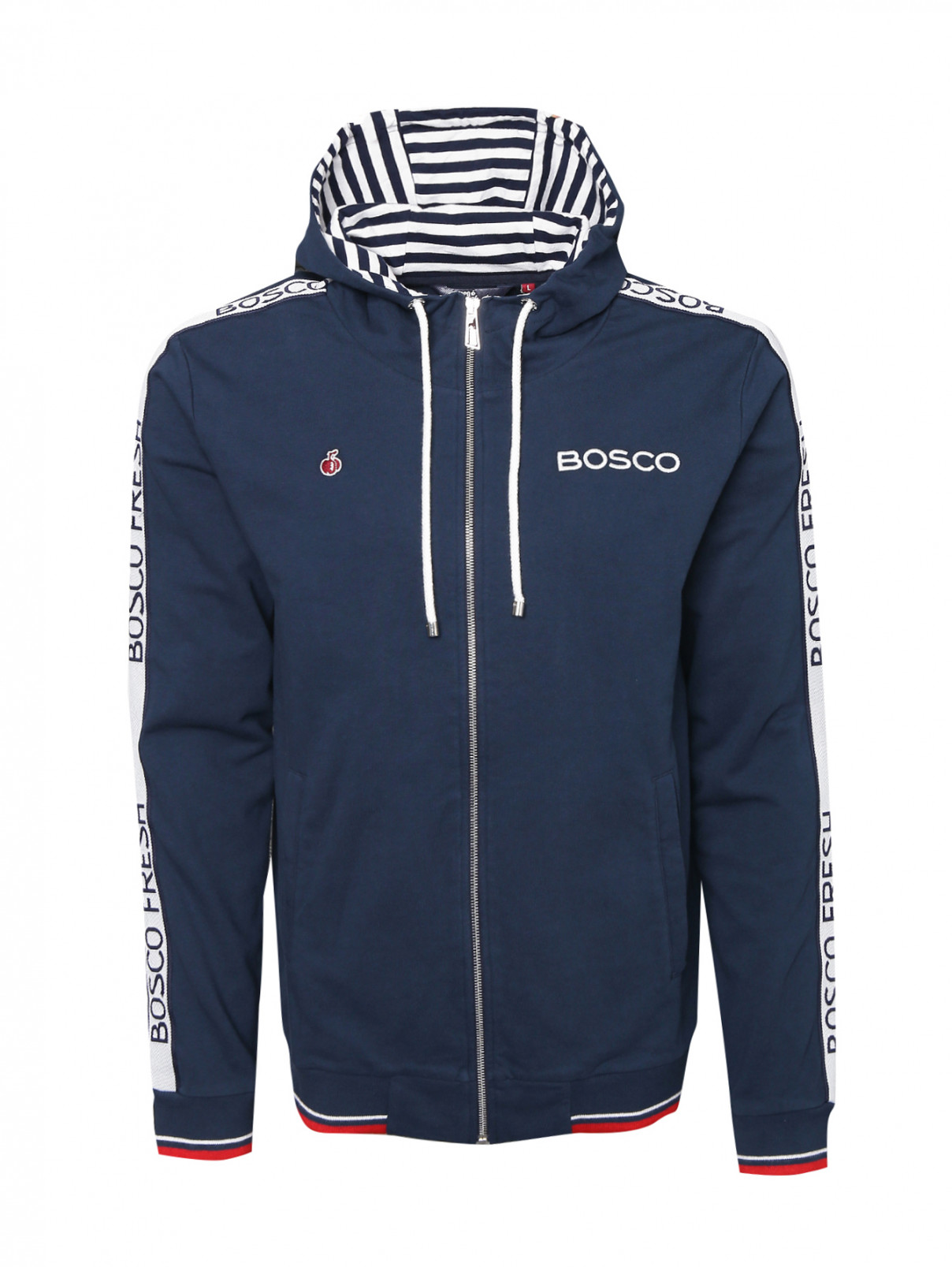 Толстовка из хлопка на молнии с капюшоном BOSCO  –  Общий вид  – Цвет:  Синий