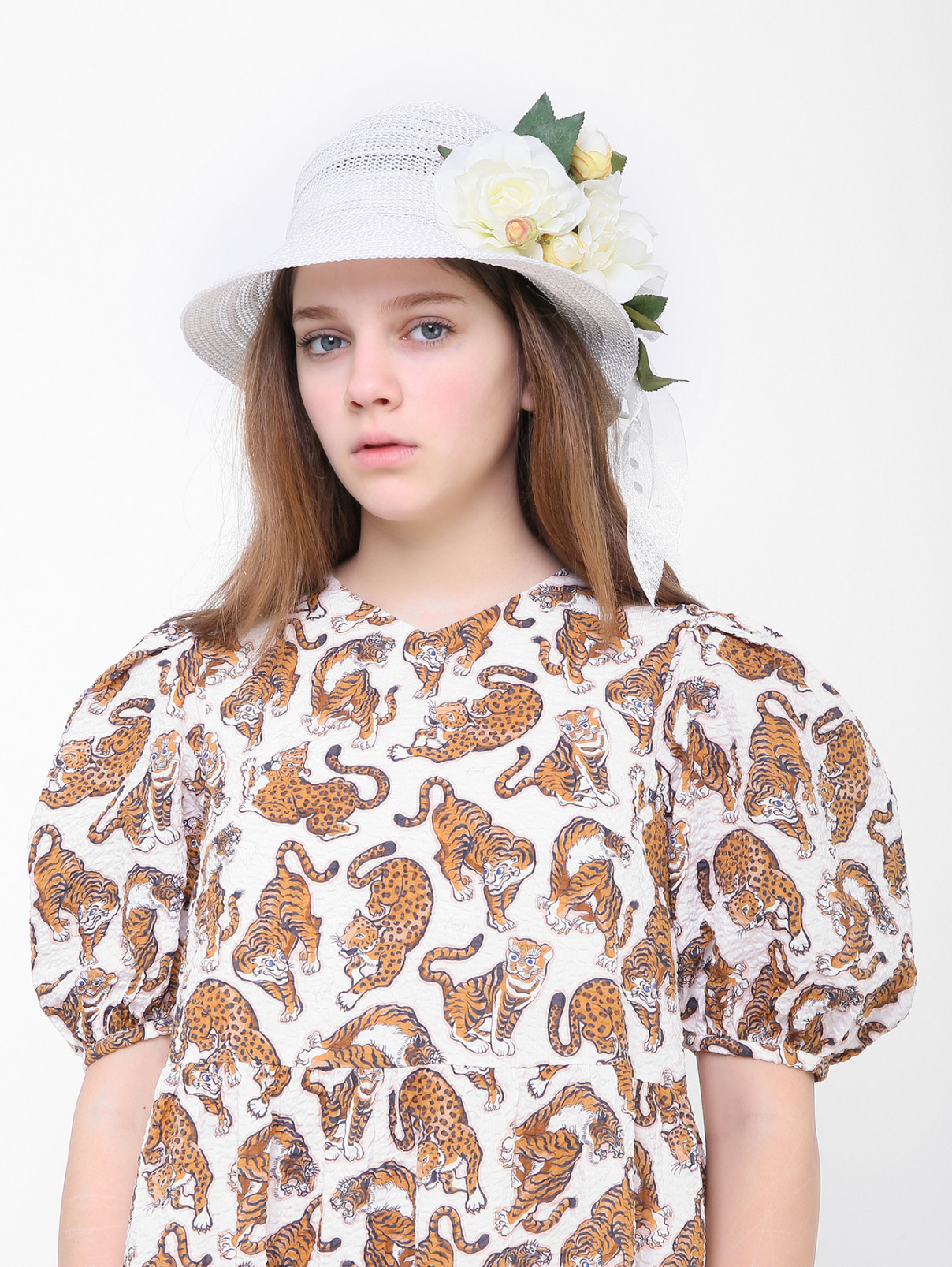 Шляпа с искуственными цветами IL Trenino  –  МодельОбщийВид  – Цвет:  Белый