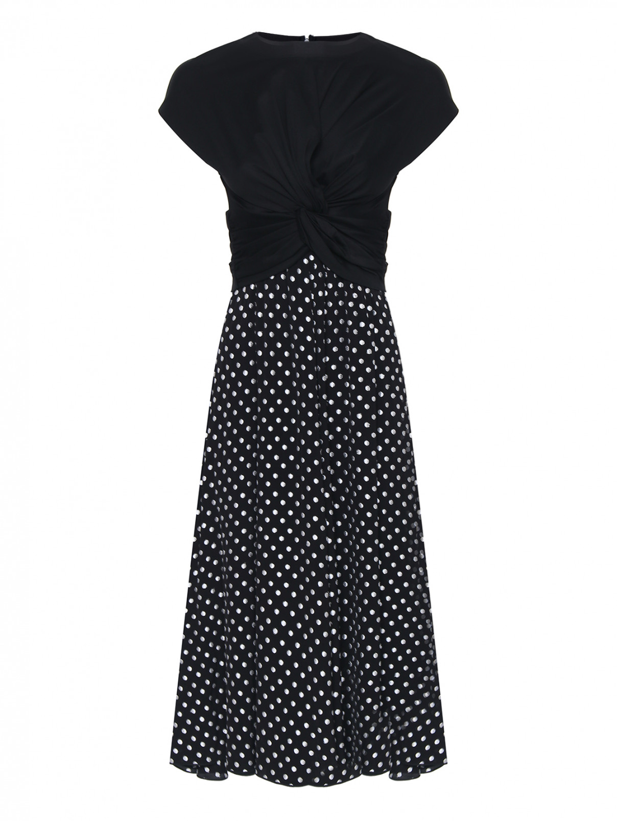 Платье в горошек с декоративным узлом Sportmax Code  –  Общий вид  – Цвет:  Черный
