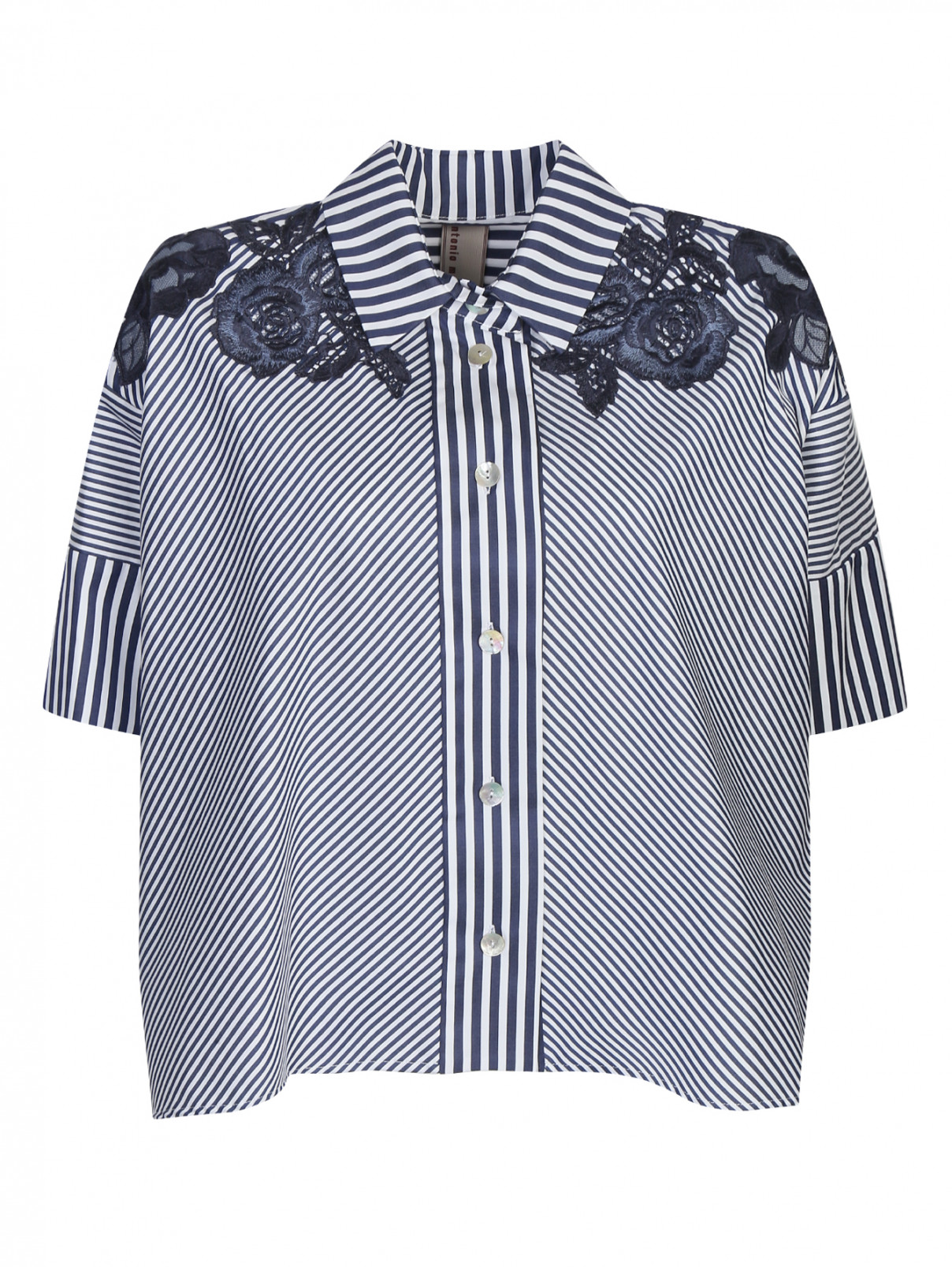 Блуза из хлопка с узором "полоска" Antonio Marras  –  Общий вид  – Цвет:  Синий