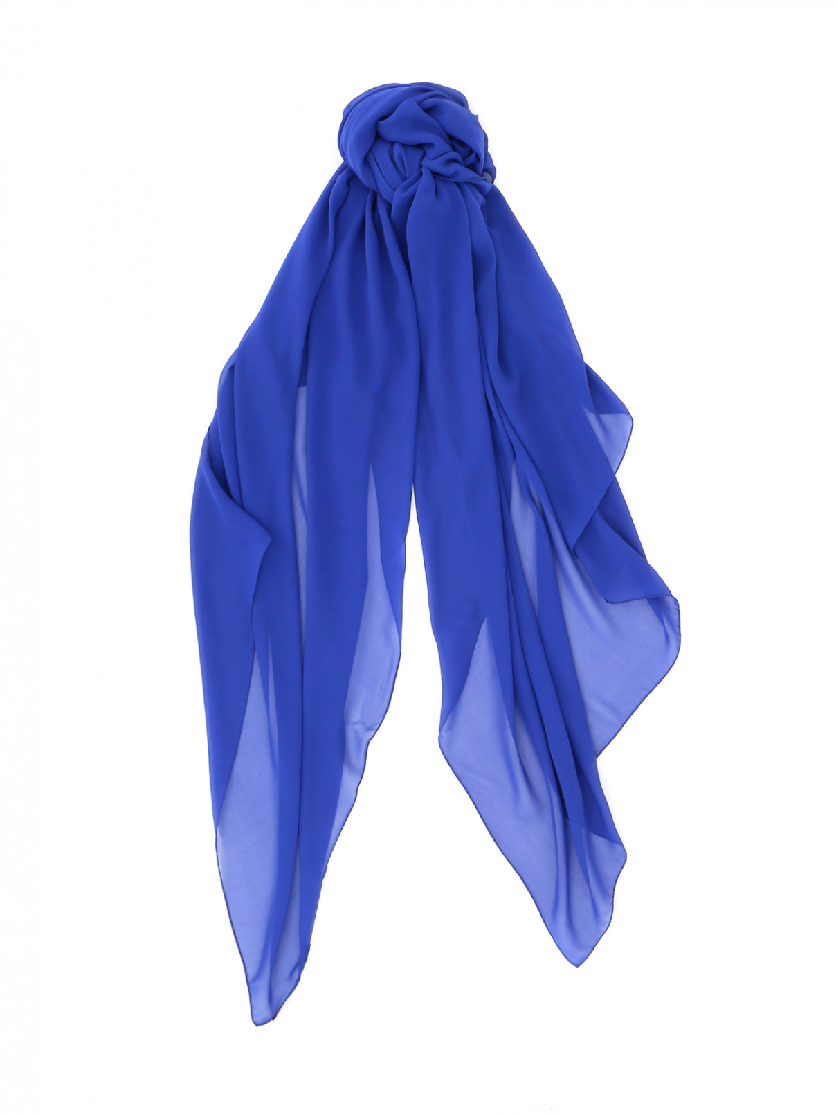 Шарф однотонный из шелка Pianoforte  –  Общий вид  – Цвет:  Синий