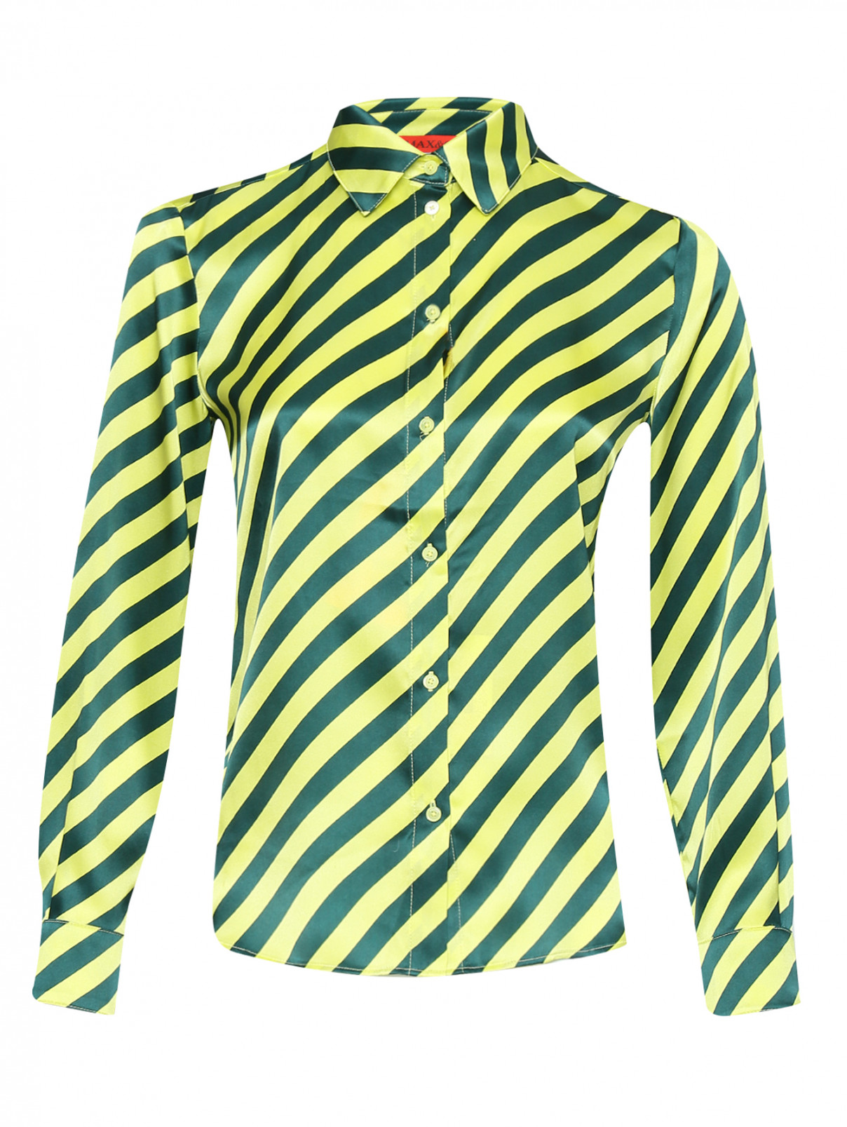 Блуза из шелка свободного кроя с узором полоска Max&Co  –  Общий вид  – Цвет:  Узор