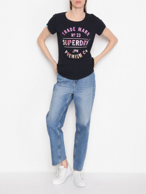 Футболка из хлопка с принтом SuperDry - МодельОбщийВид