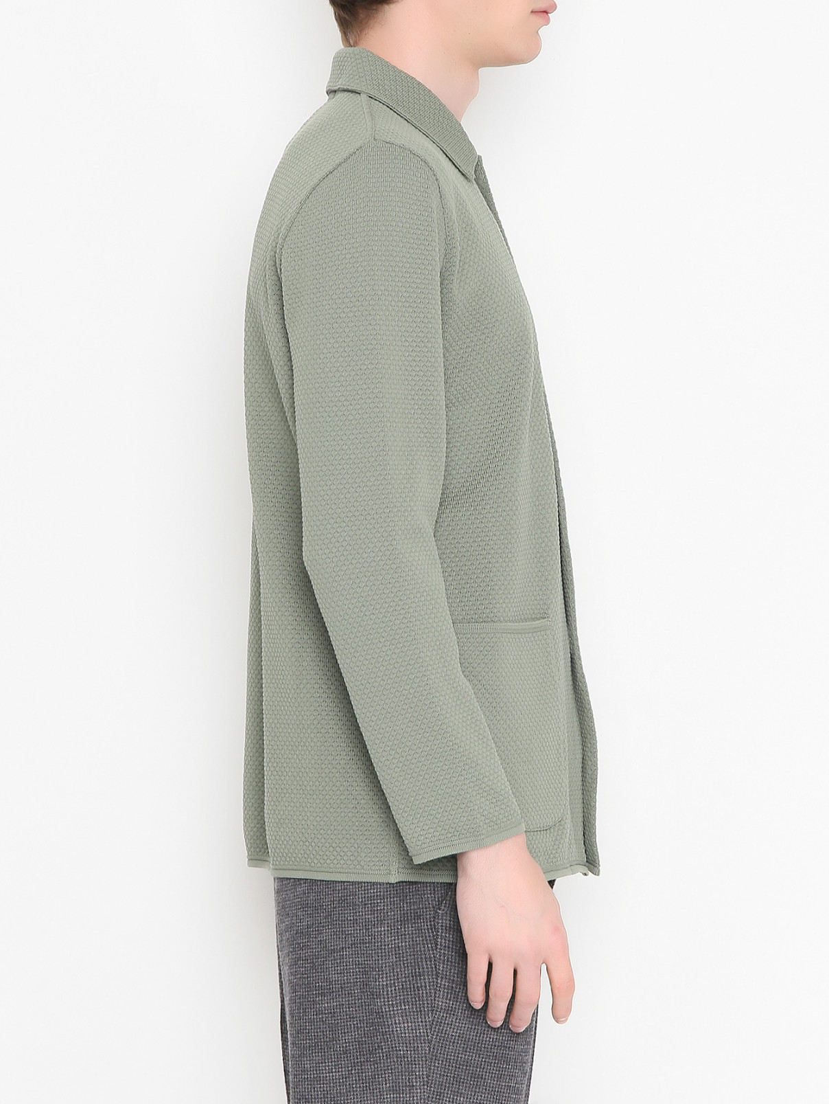 Пиджак из фактурного хлопка с накладными карманами LARDINI  –  МодельВерхНиз2  – Цвет:  Зеленый