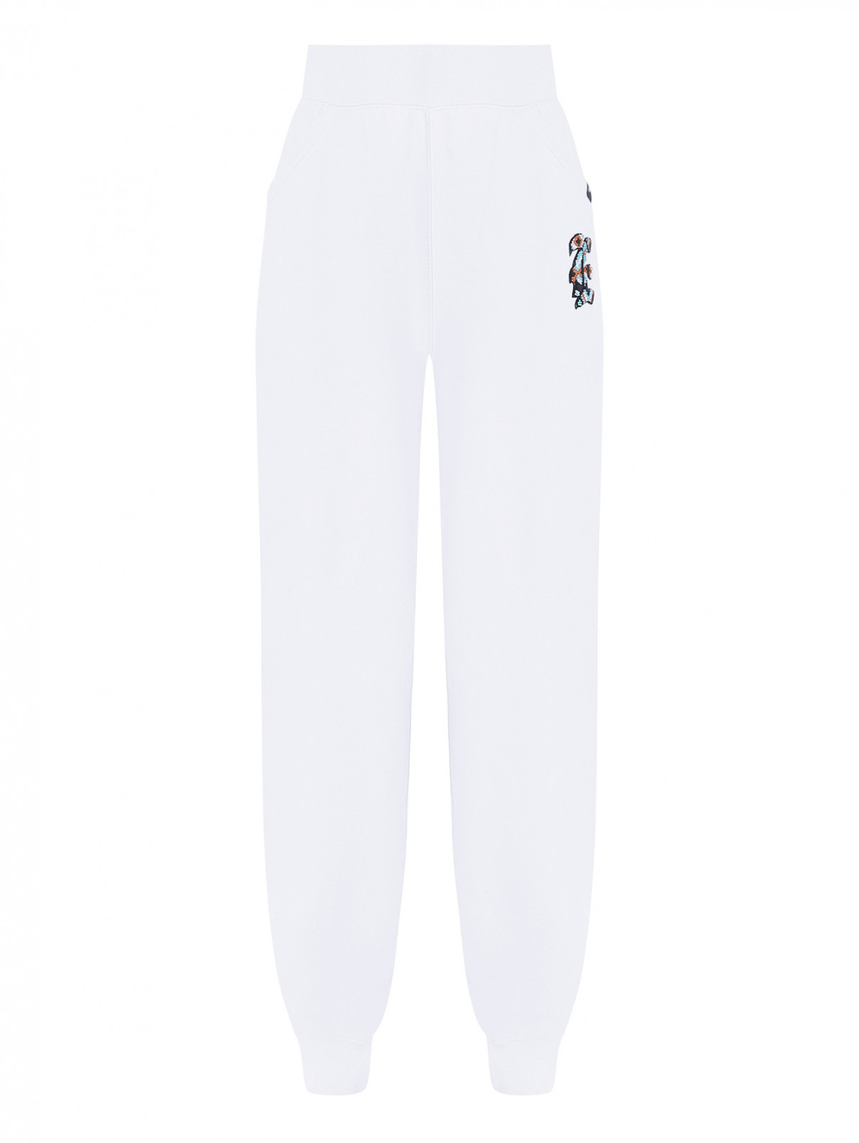 Хлопковые брюки с аппликацией Ermanno Scervino  –  Общий вид  – Цвет:  Белый