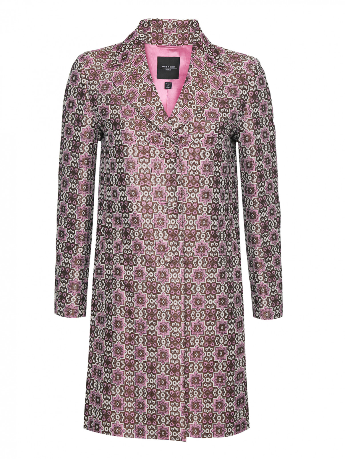 Пальто с узором на пуговицах Weekend Max Mara  –  Общий вид  – Цвет:  Розовый