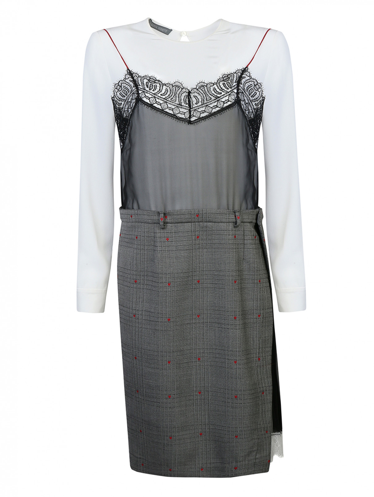 Платье из шелка с шерстяной юбкой Alberta Ferretti  –  Общий вид  – Цвет:  Белый