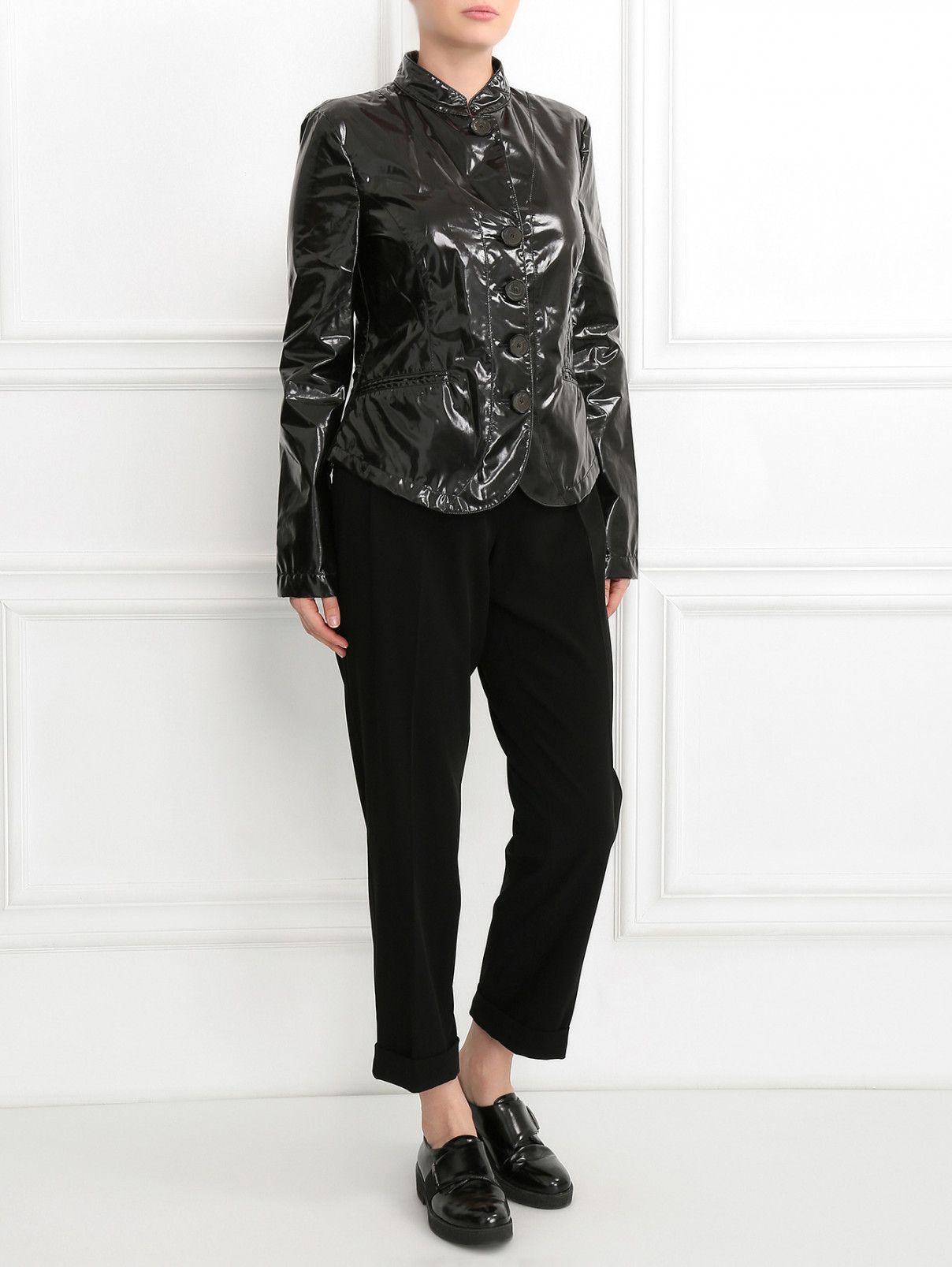 Глянцевая куртка с карманами Emporio Armani  –  Модель Общий вид  – Цвет:  Черный
