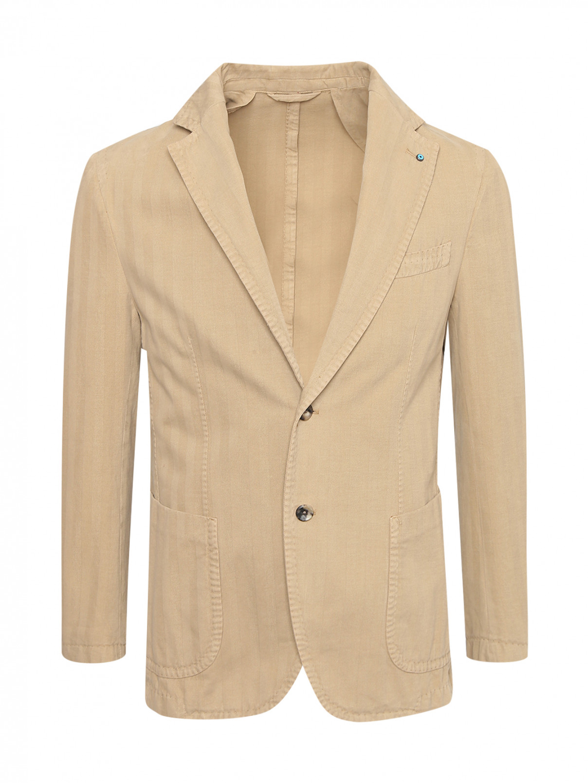 Пиджак из хлопка и кашемира с карманами Giampaolo  –  Общий вид  – Цвет:  Бежевый