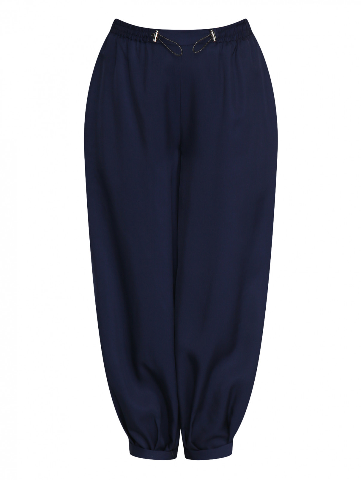 Укороченные брюки свободного кроя на резинке Paul Smith  –  Общий вид  – Цвет:  Синий