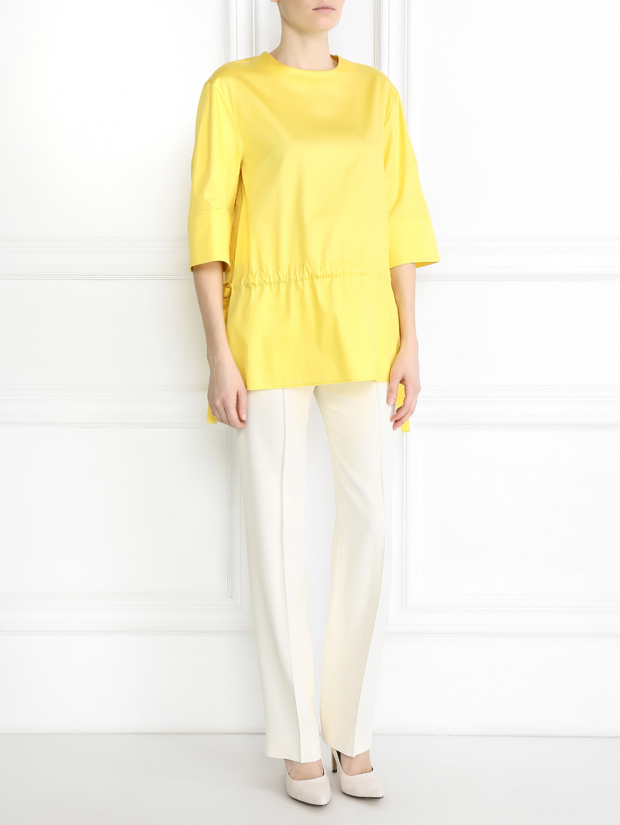 Блуза из хлопка с контрастной отделкой Jil Sander  –  Модель Общий вид  – Цвет:  Желтый