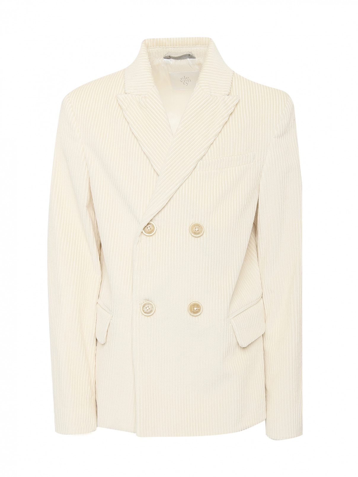 Вельветовый двубортный пиджак Eleventy  –  Общий вид  – Цвет:  Белый