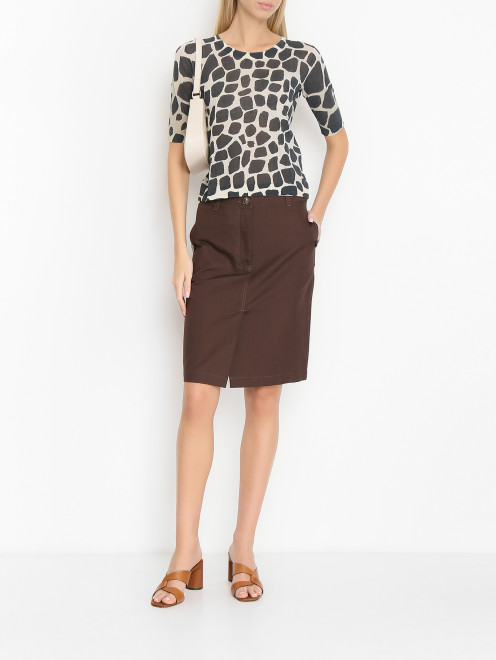 Юбка из хлопка и льна Weekend Max Mara - МодельОбщийВид