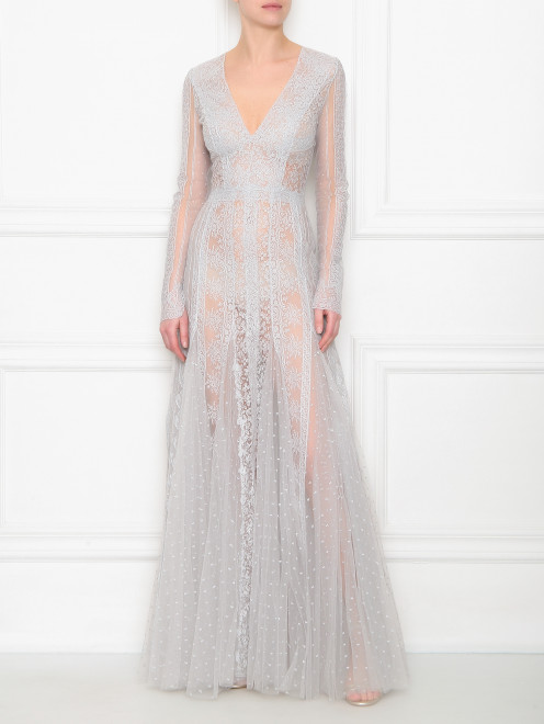 Платье из сетки с кружевом Ermanno Scervino - МодельОбщийВид