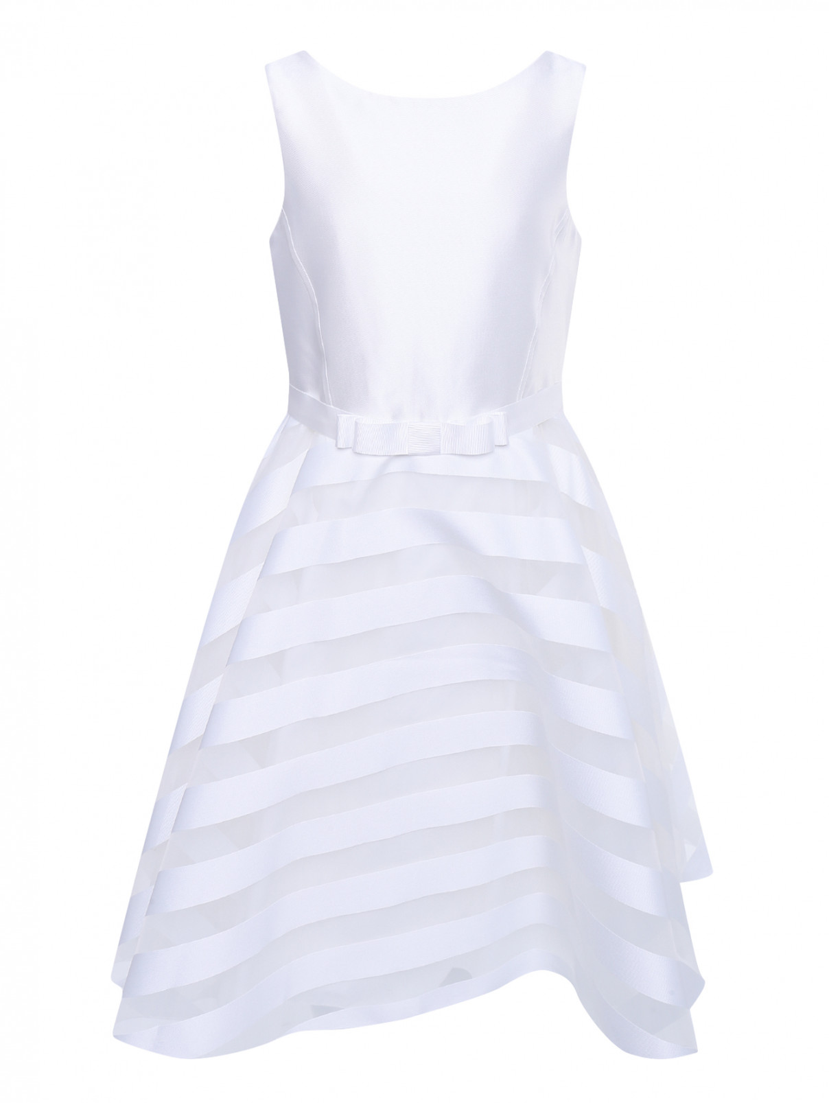 Платье-миди с декором на юбке Aletta Couture  –  Общий вид  – Цвет:  Белый