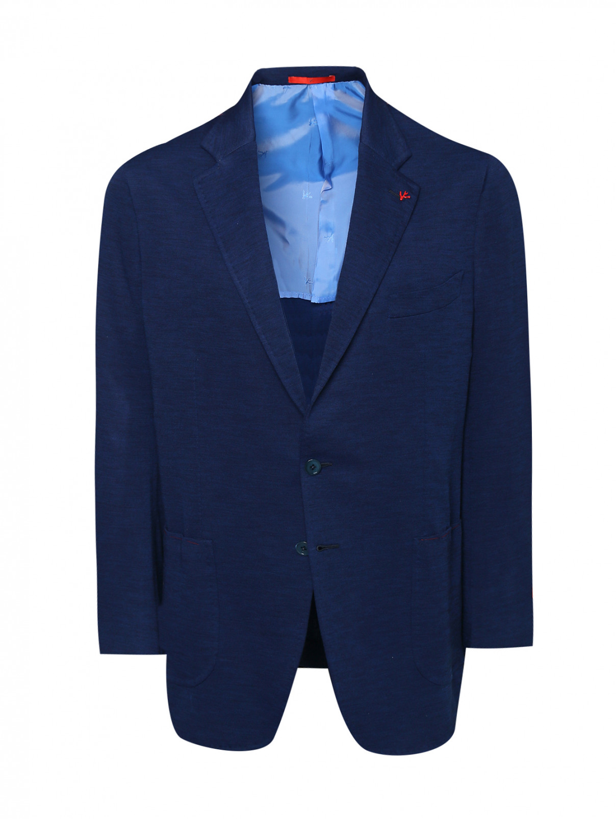 Пиджак из шерсти с накладными карманами Isaia  –  Общий вид  – Цвет:  Синий