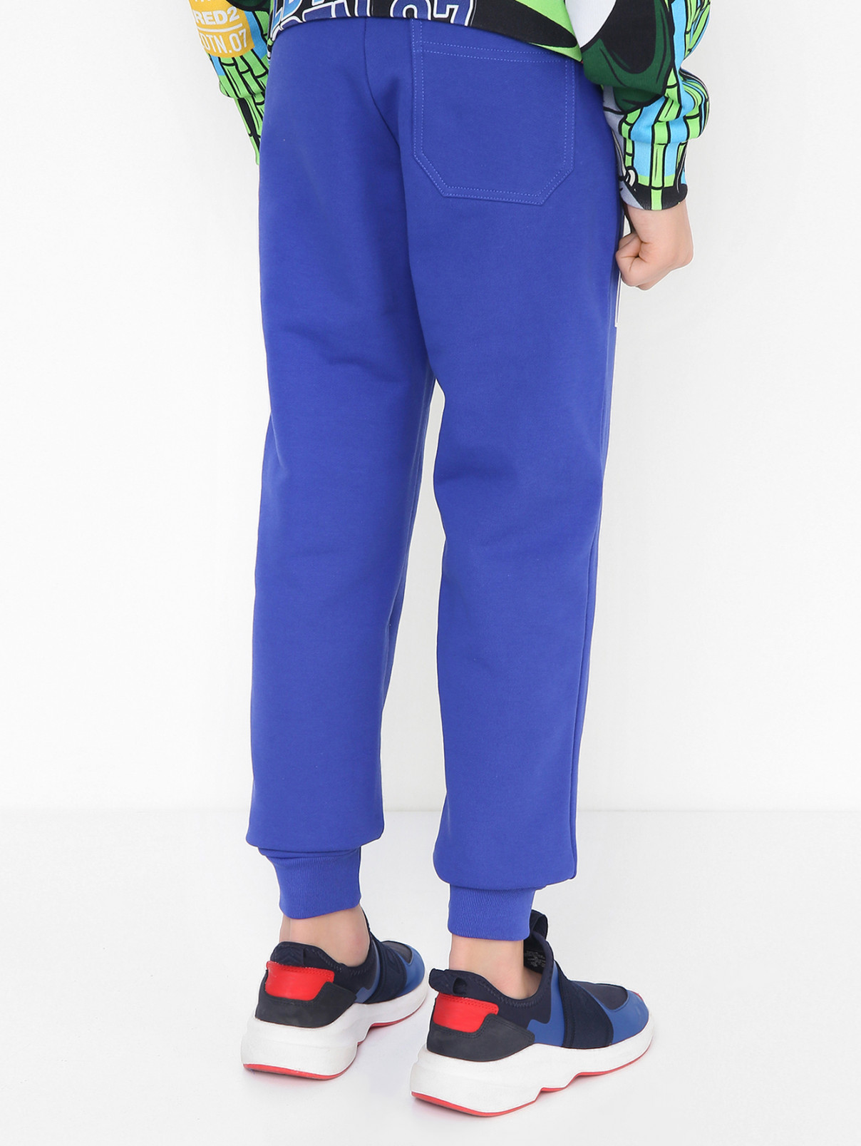 Трикотажные брюки с принтом Marni  –  МодельВерхНиз1  – Цвет:  Синий