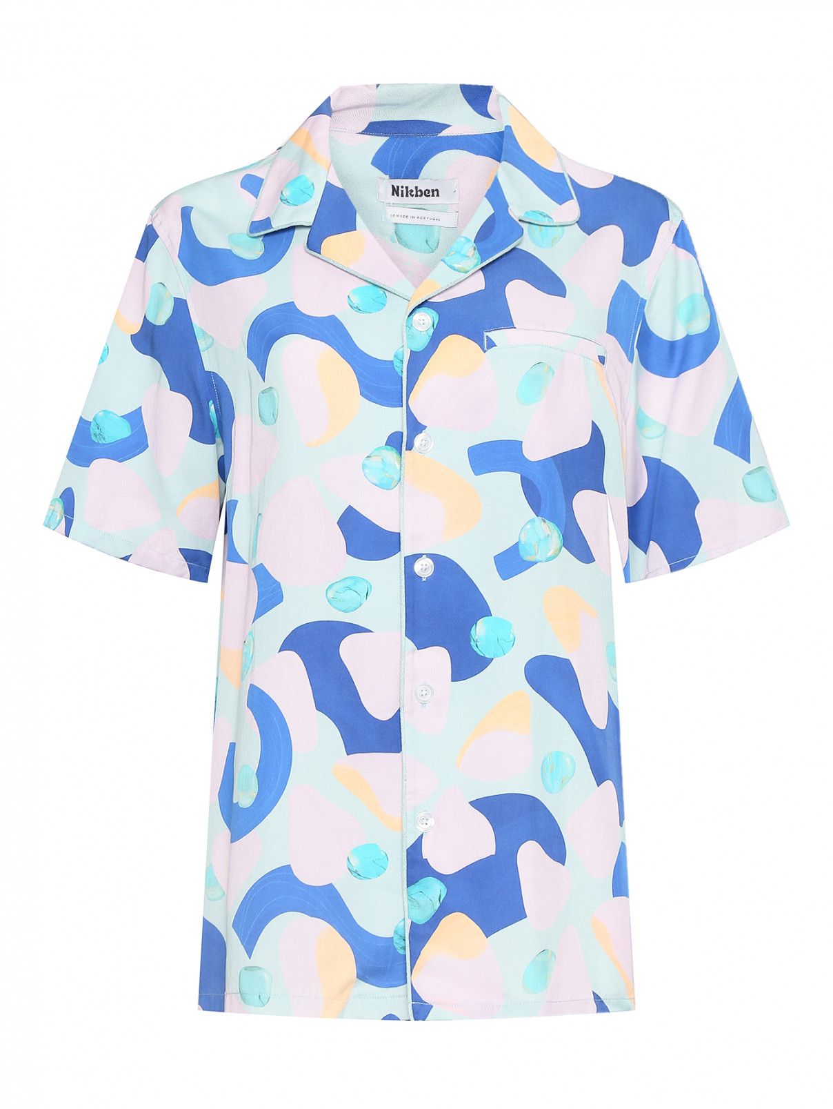 Рубашка оверсайз с коротким рукавом Nikben  –  Общий вид  – Цвет:  Фиолетовый