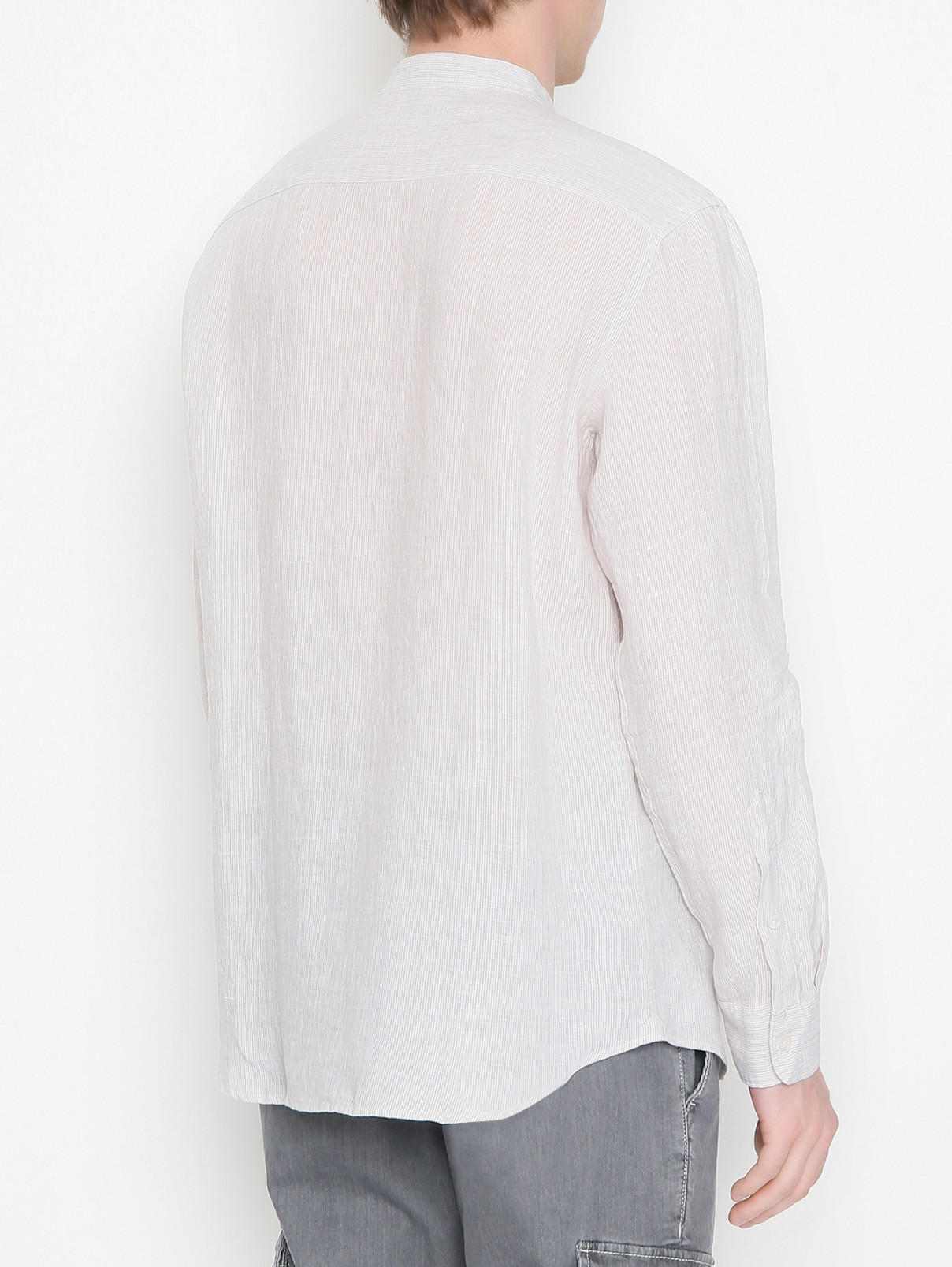 Рубашка из льна с узором полоска Altea  –  МодельВерхНиз1  – Цвет:  Бежевый