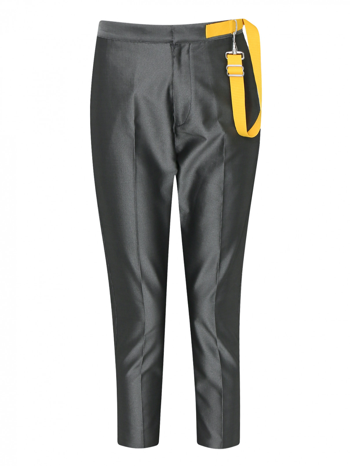 Укороченные брюки зауженного кроя с контрастной отделкой Jil Sander  –  Общий вид  – Цвет:  Серый