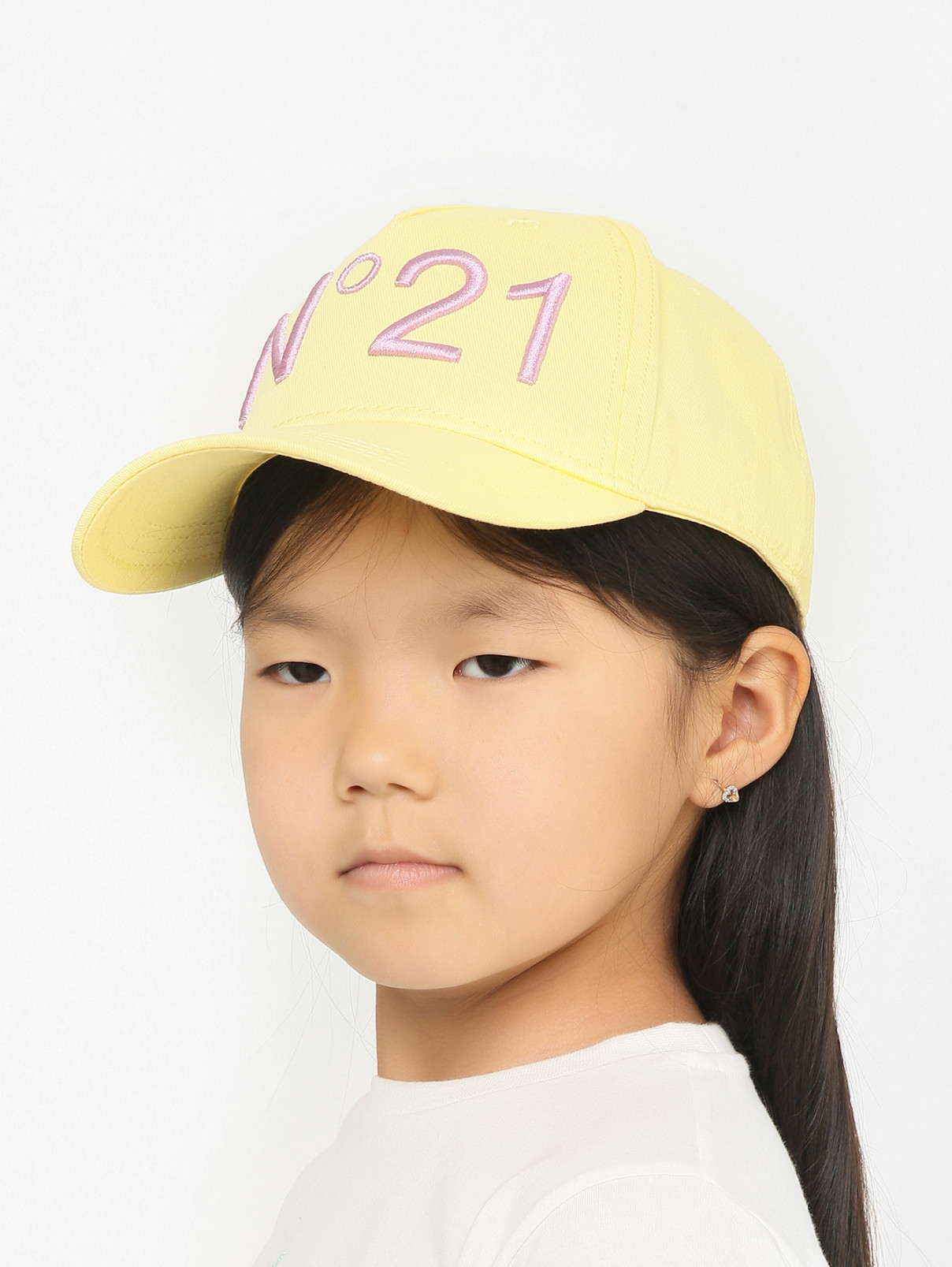 Бейсболка с вышивкой из хлопка N21  –  МодельОбщийВид  – Цвет:  Желтый