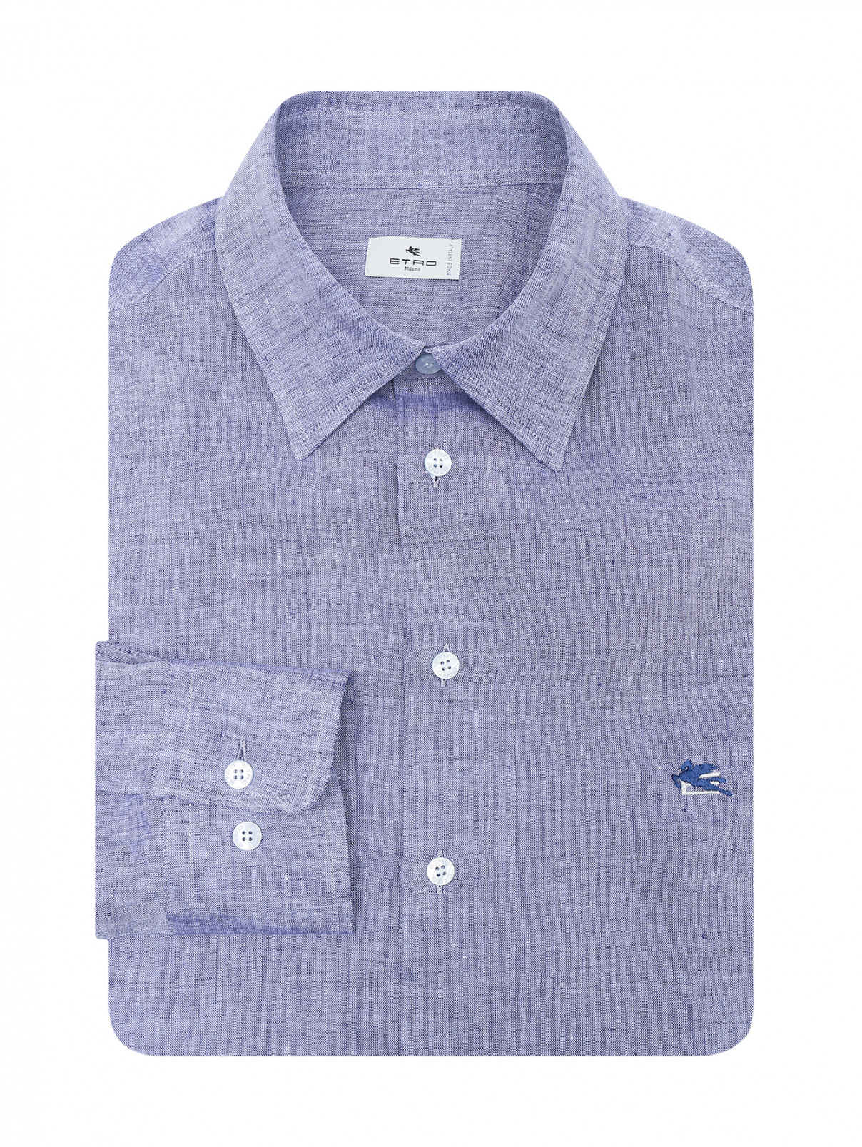Рубашка из льна Etro  –  Общий вид  – Цвет:  Синий