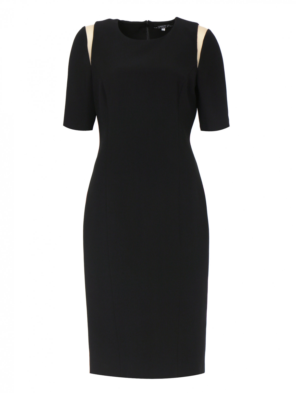 Платье-миди с контрастными вставками Andrew GN  –  Общий вид  – Цвет:  Черный