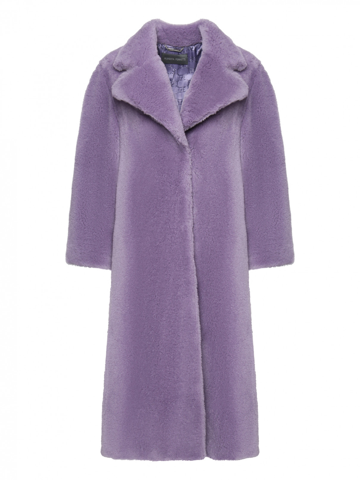 Шуба из шерсти с карманами Alberta Ferretti  –  Общий вид  – Цвет:  Фиолетовый