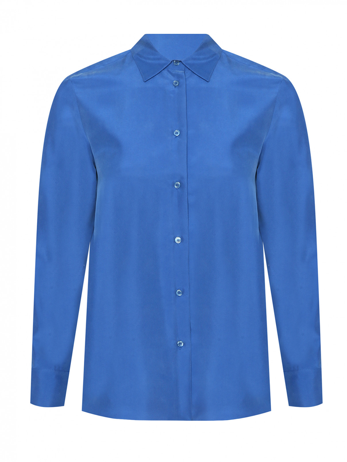 Блуза из шелка свободного кроя Weekend Max Mara  –  Общий вид  – Цвет:  Синий
