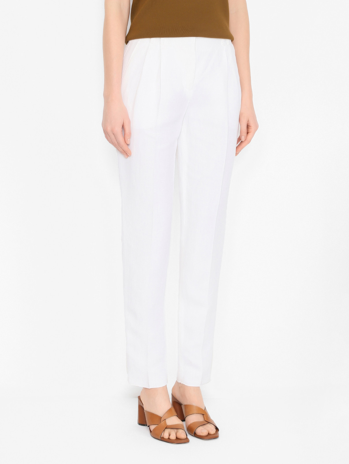 Брюки-бананы из вискозы и льна Max Mara  –  МодельВерхНиз  – Цвет:  Белый