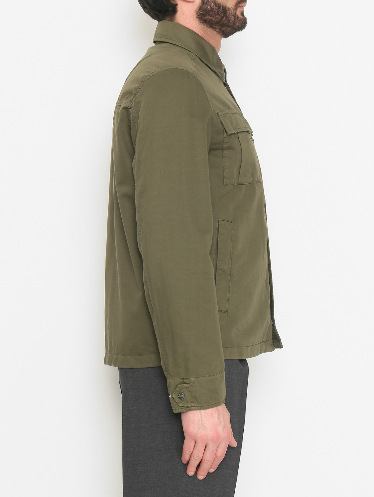 Куртка-рубашка с накладными карманами Herno  –  МодельВерхНиз1  – Цвет:  Зеленый