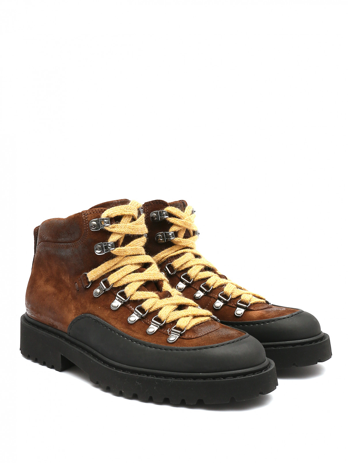 Ботинки из кожи на шнуровке Doucal's  –  Общий вид  – Цвет:  Коричневый