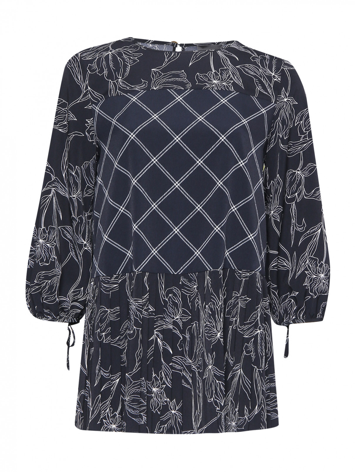 Блуза свободного кроя с узором Persona by Marina Rinaldi  –  Общий вид  – Цвет:  Черный