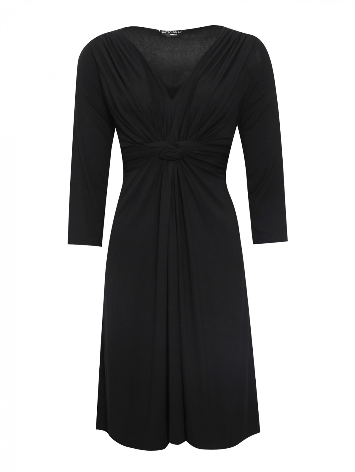 Платье трикотажное с драпировкой Pietro Brunelli  –  Общий вид  – Цвет:  Черный