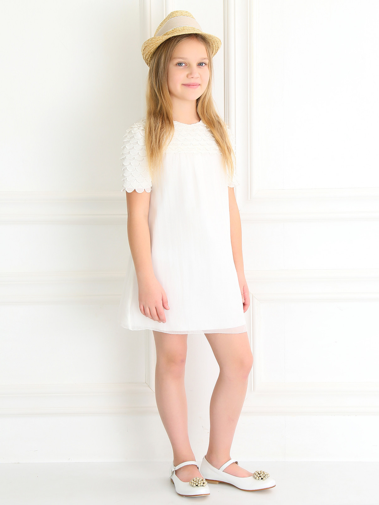 Платье А-силуэта из шелка Chloe  –  Модель Общий вид  – Цвет:  Белый