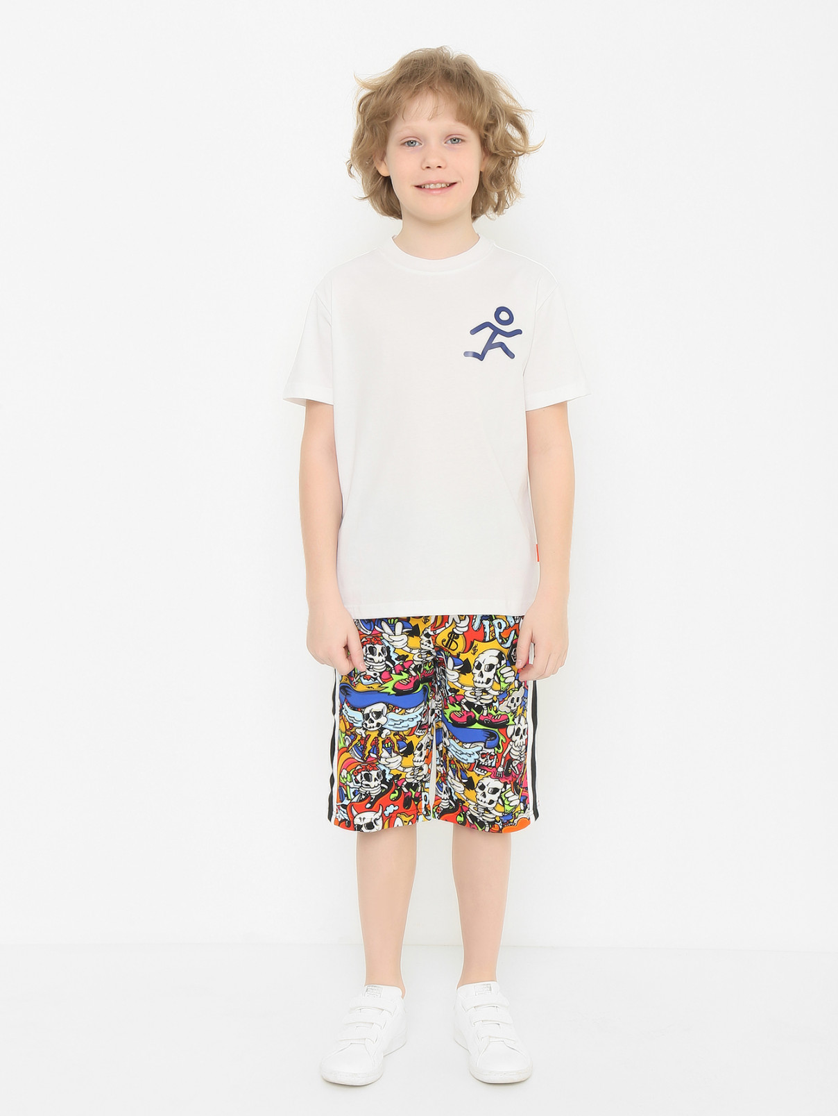 Хлопковая футболка с принтом Aspesi  –  МодельОбщийВид  – Цвет:  Белый