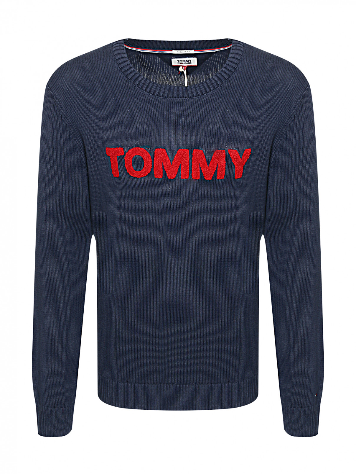 Джемпер из хлопка с аппликацией Tommy Jeans  –  Общий вид  – Цвет:  Синий