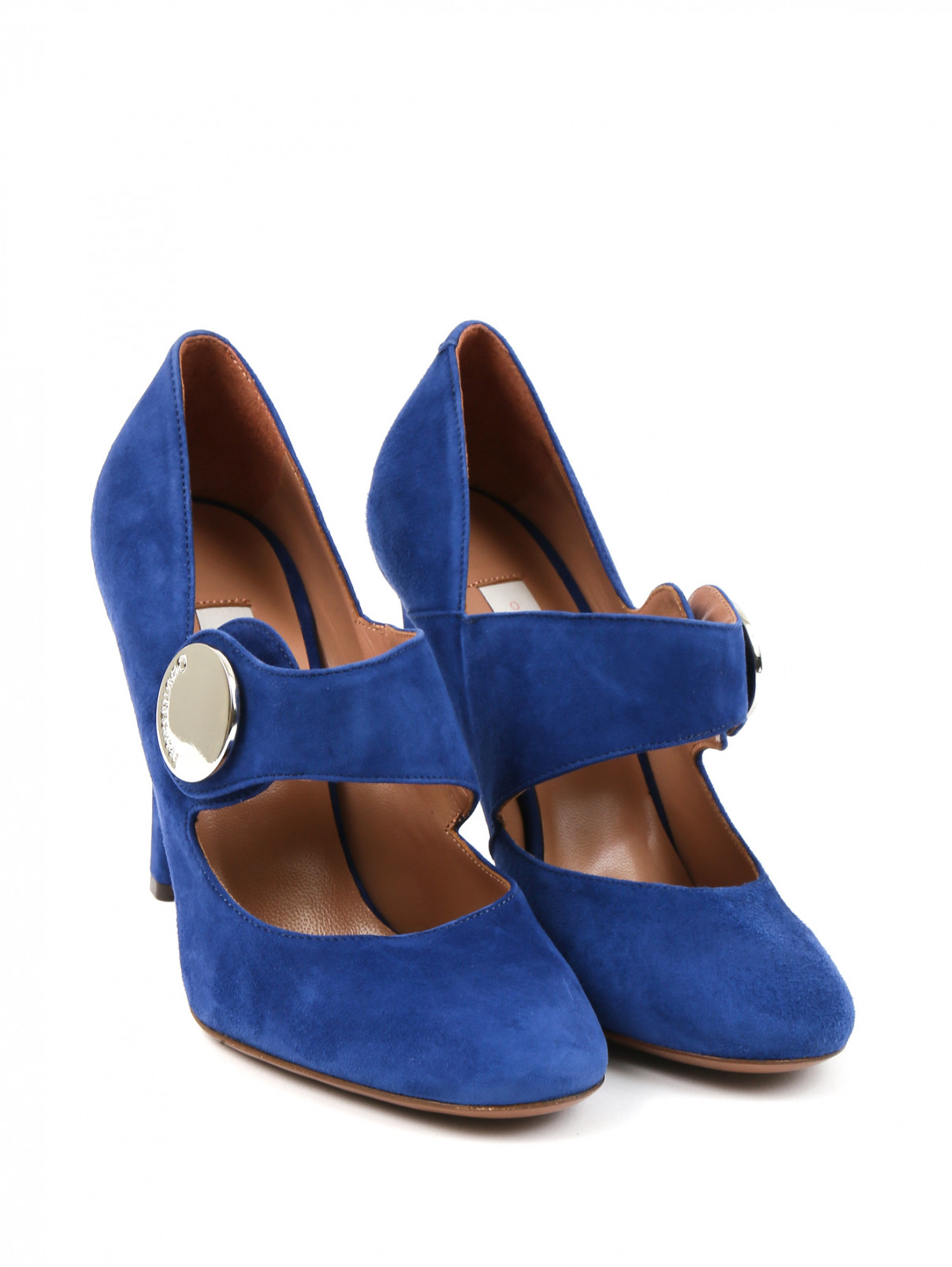 Туфли из замши на высоком каблуке L'Autre Chose  –  Общий вид  – Цвет:  Синий