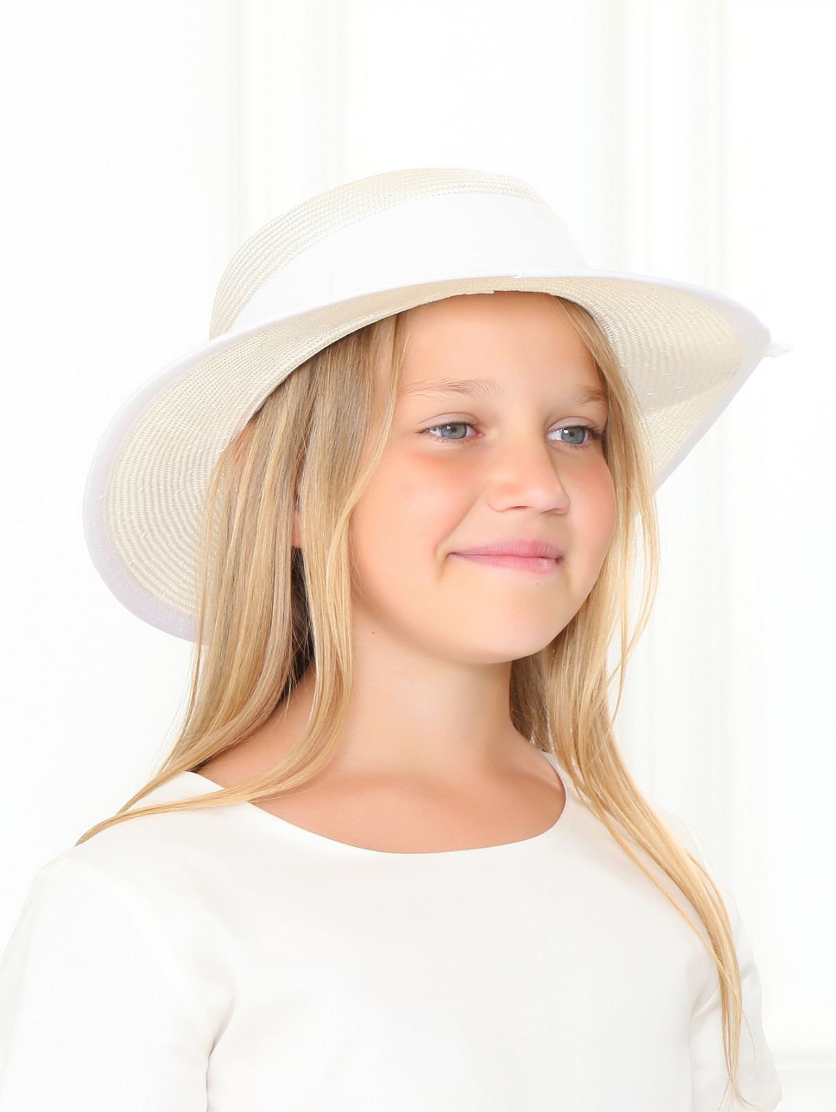 Шляпа из хлопка с декором "бант" MiMiSol  –  Модель Общий вид  – Цвет:  Белый