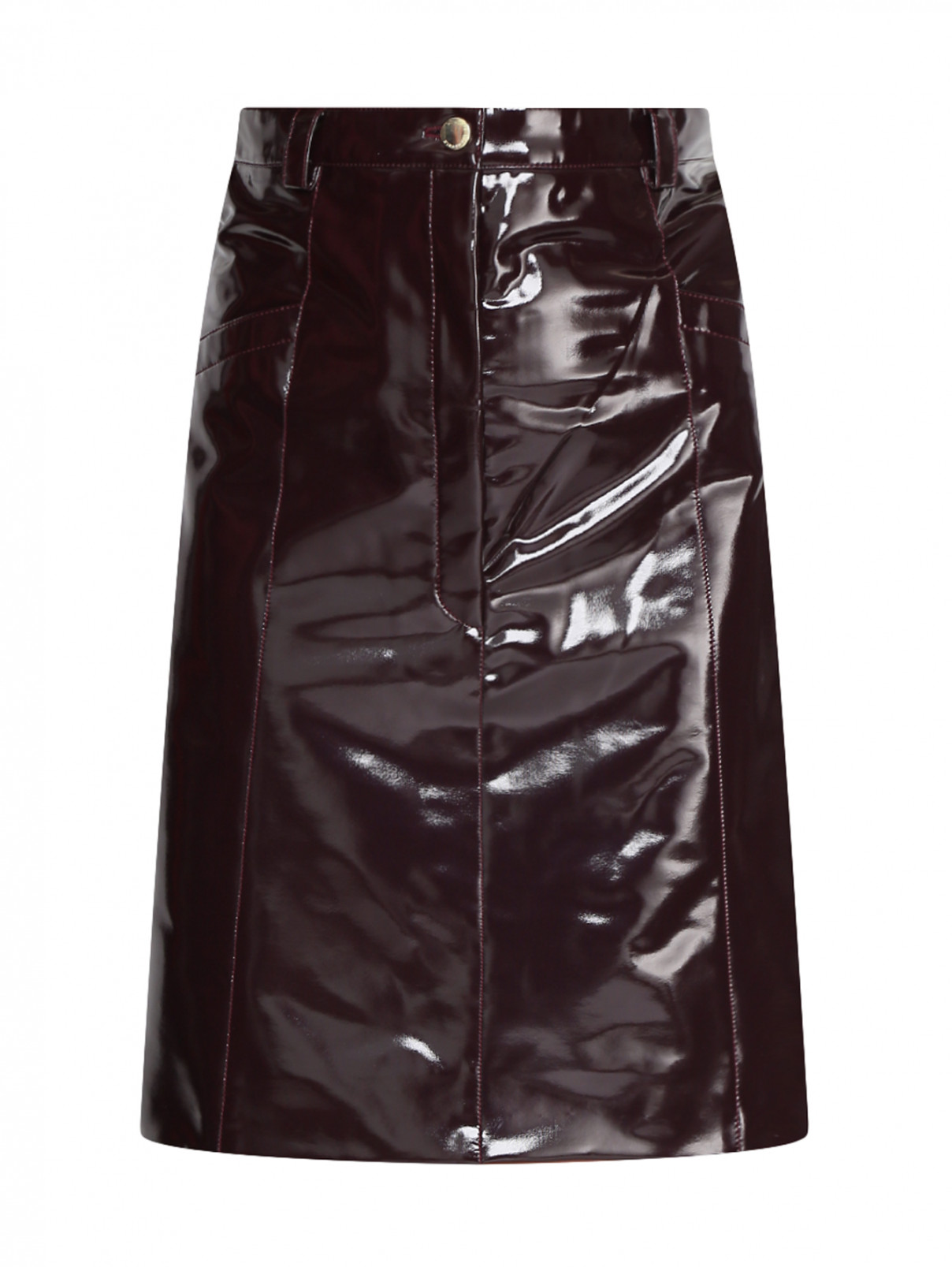 Лаковая юбка с боковыми карманами Nina Ricci  –  Общий вид  – Цвет:  Черный