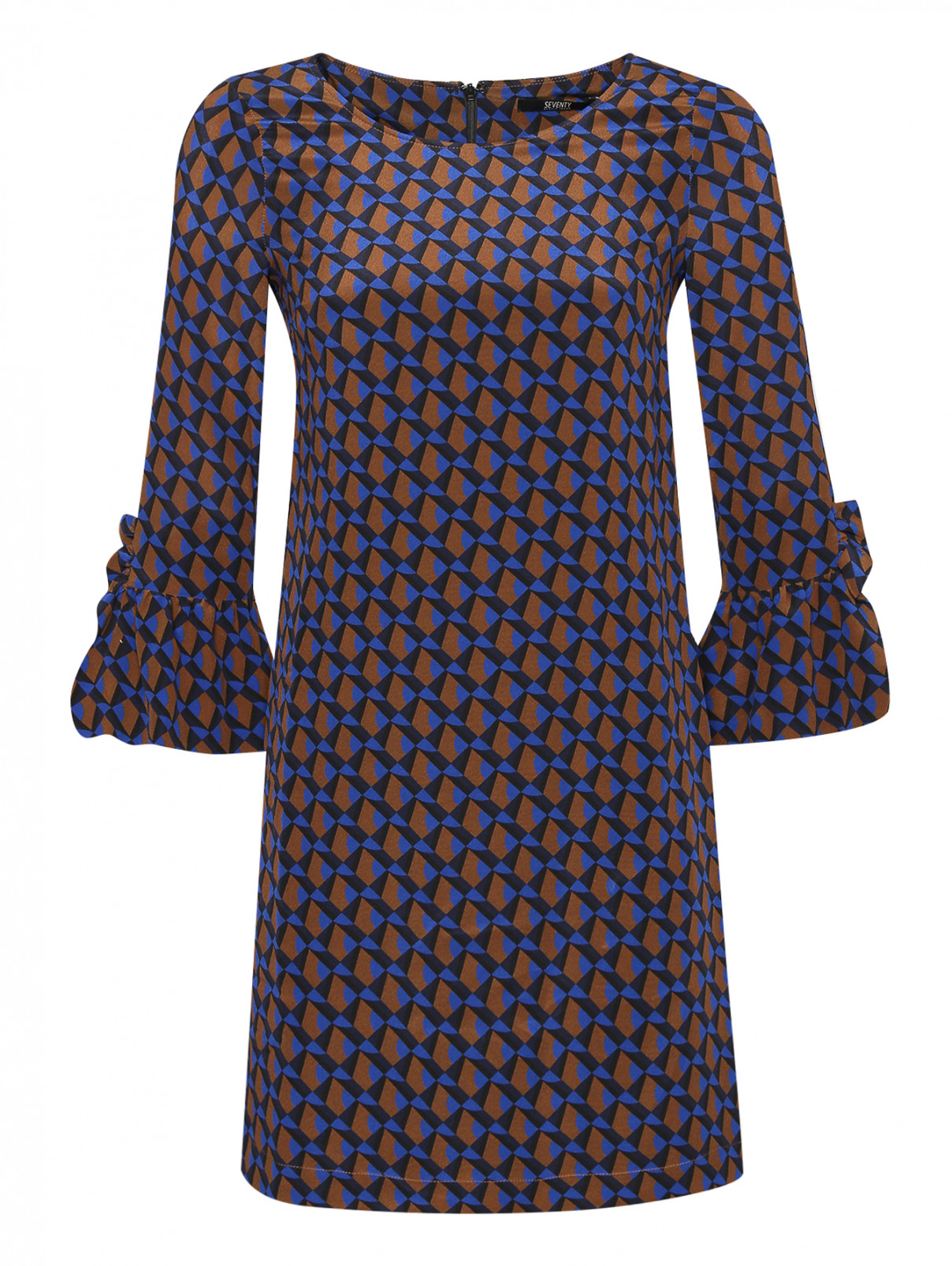 Платье-мини из шелка с узором Seventy  –  Общий вид  – Цвет:  Мультиколор