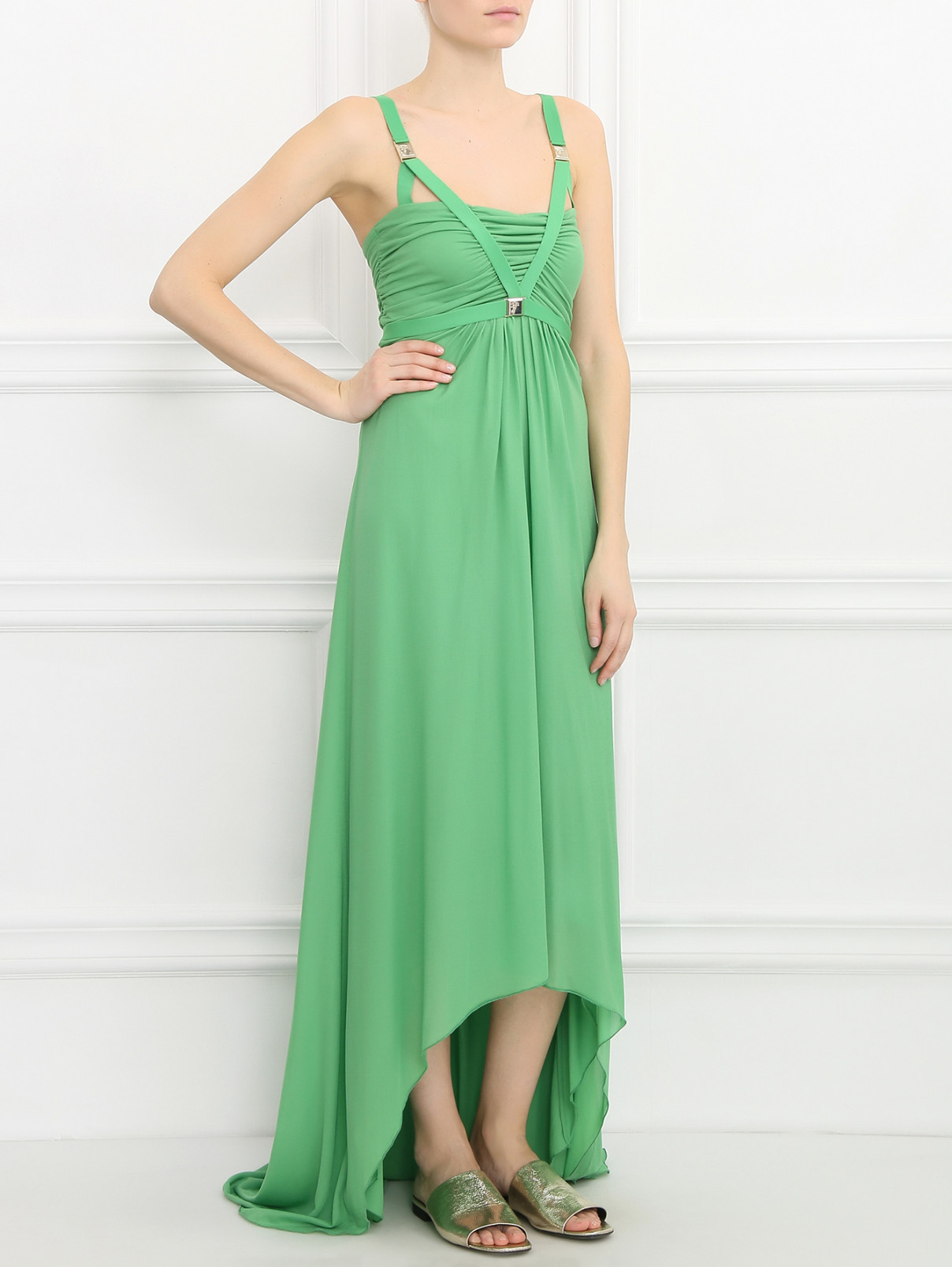 Платье-макси с декором Versace Collection  –  Модель Общий вид  – Цвет:  Зеленый