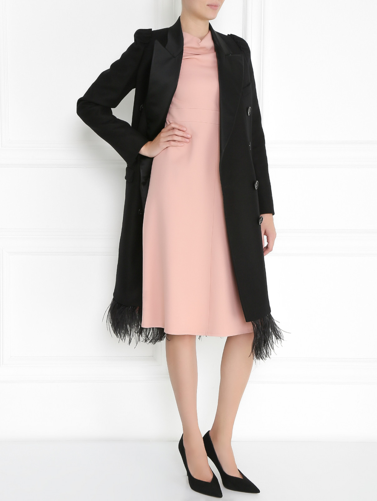 Платье-миди с длинным рукавом Max&Co  –  Модель Общий вид  – Цвет:  Розовый