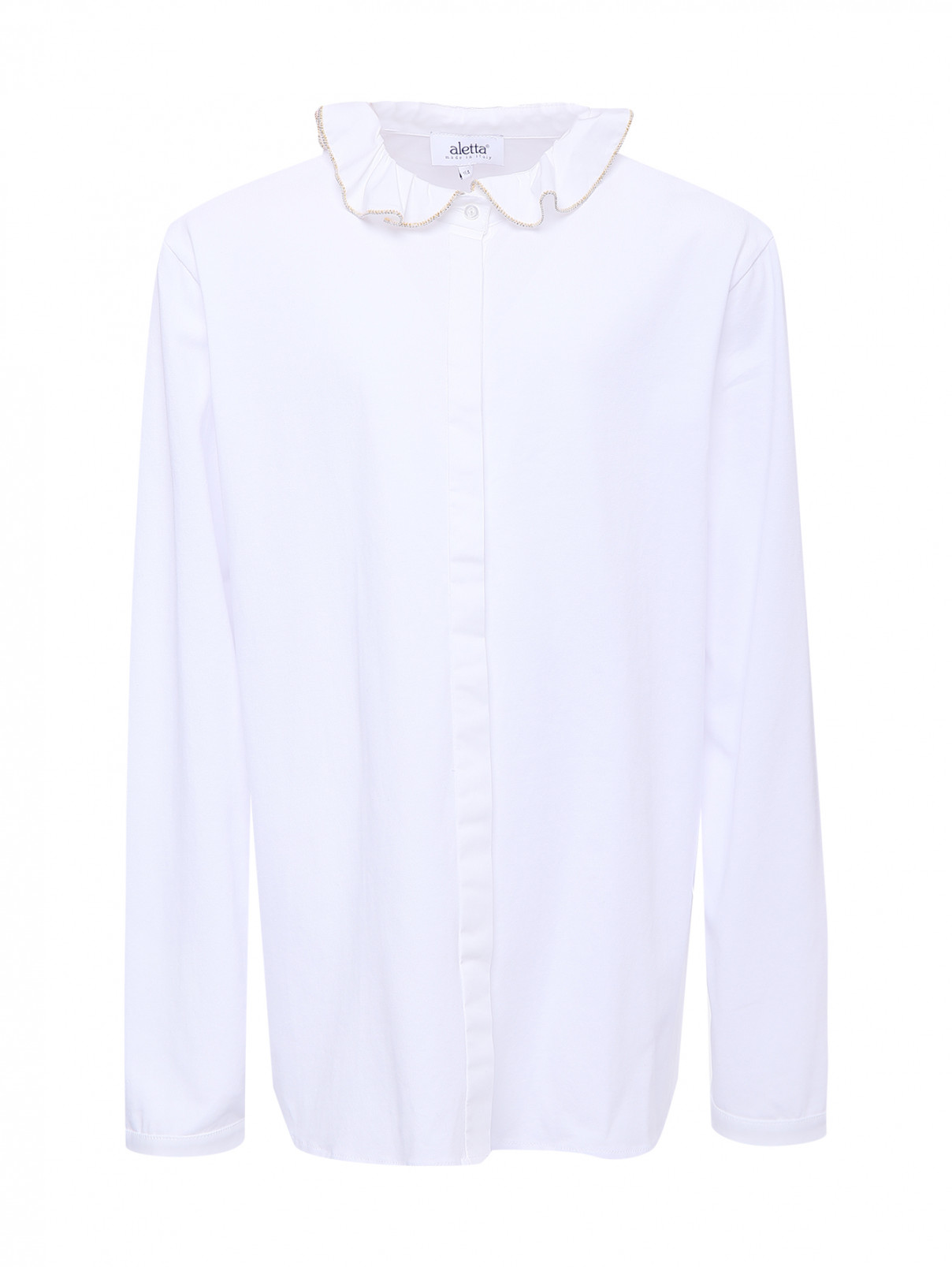 Хлопковая блуза с отложным воротником Aletta Couture  –  Общий вид  – Цвет:  Белый