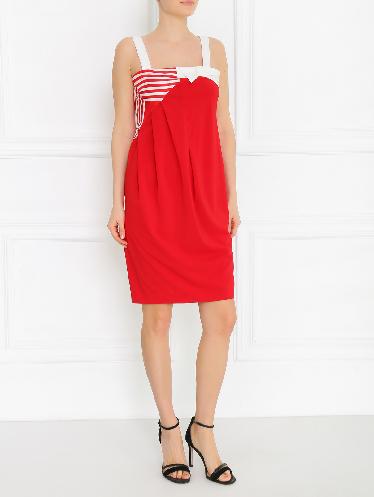 Платье-мини с узором "полоска" Isola Marras  –  Модель Общий вид  – Цвет:  Красный
